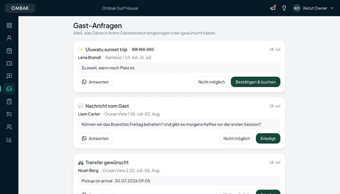 Gast-Anfragen