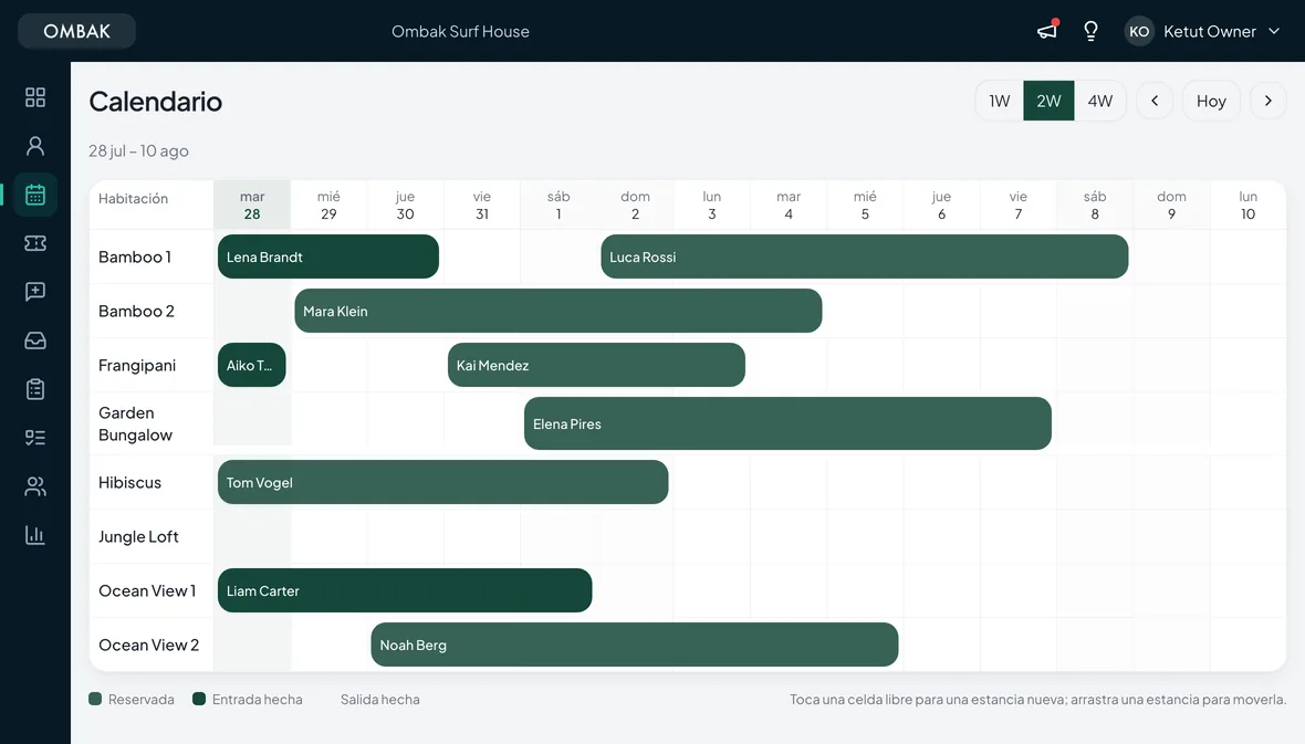 Calendario de ocupación